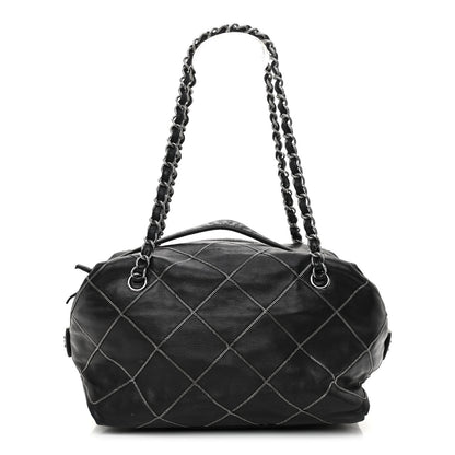 Chanel Calfskin Quilted Chain Stitch Bowler Bag Black 1 of 11