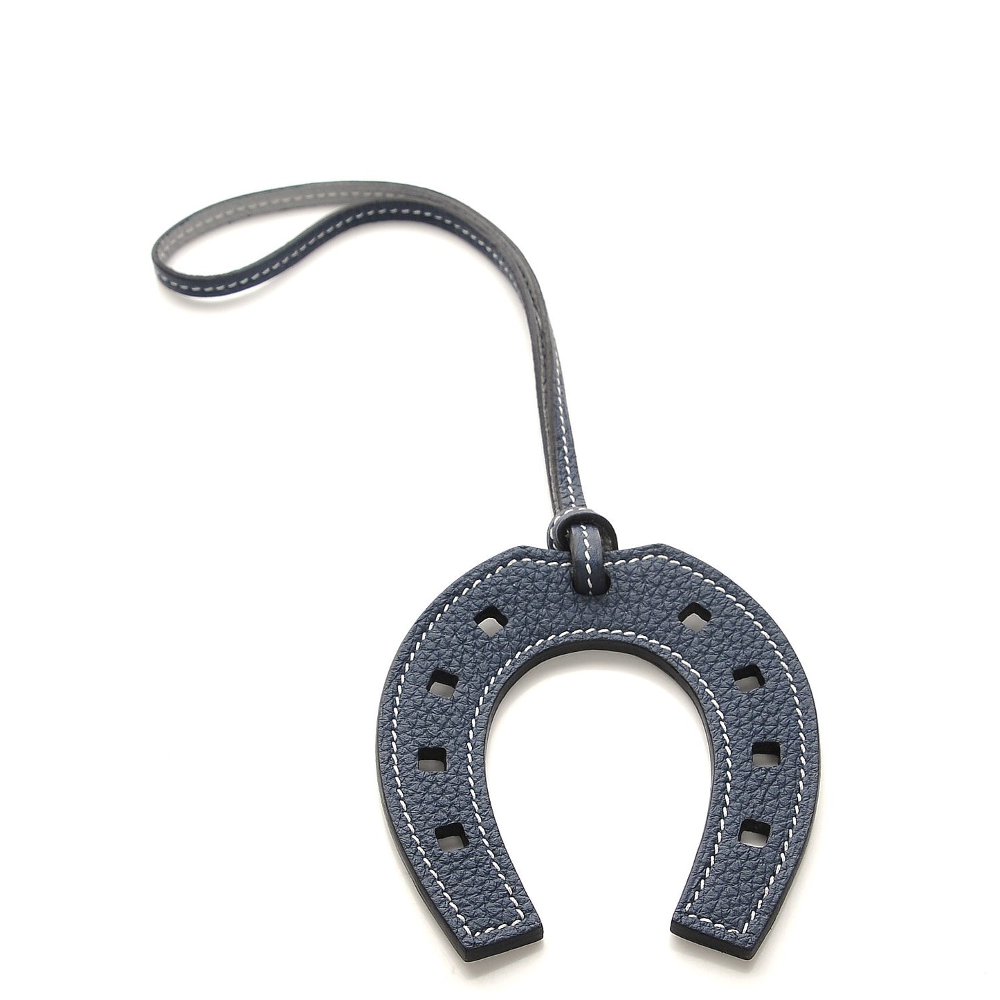 Togo Paddock Horseshoe Bag Charm Bleu Indigo Gris Mouette