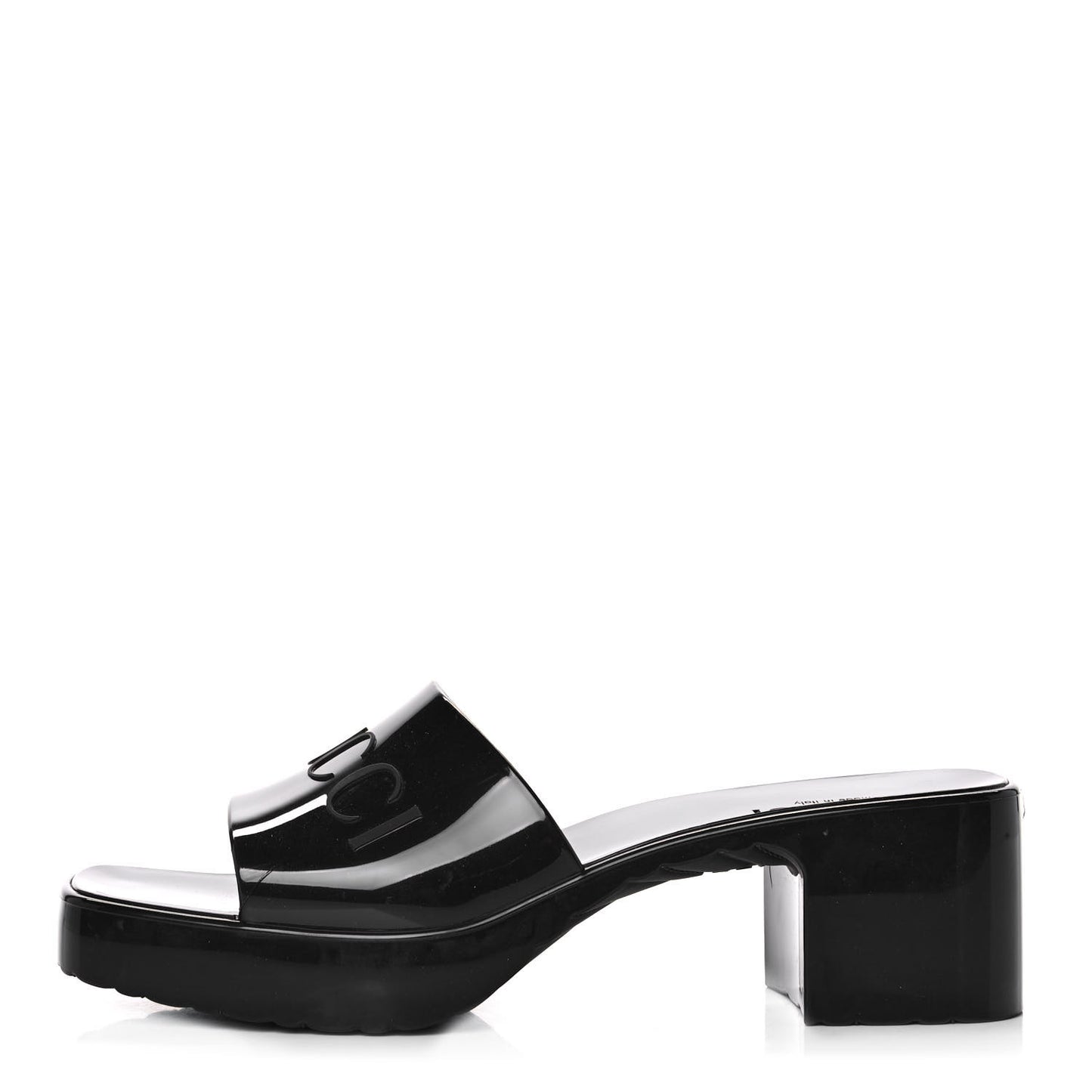 Rubber Gucci Logo Womens Platform 20/60mm Slide Sandals 37 Black
