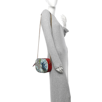 Gucci GG Supreme Monogram Blooms Mini Chain Shoulder Bag Beige Blue Navy Hibiscus Red 2 of 11