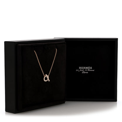 Hermes 18K Rose Gold Diamond Finesse Pendant Necklace 6 of 6