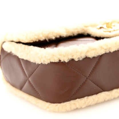 Chanel Shearling Lambskin Quilted Furry Coco Flap Beige Dark Brown 17 of 21
