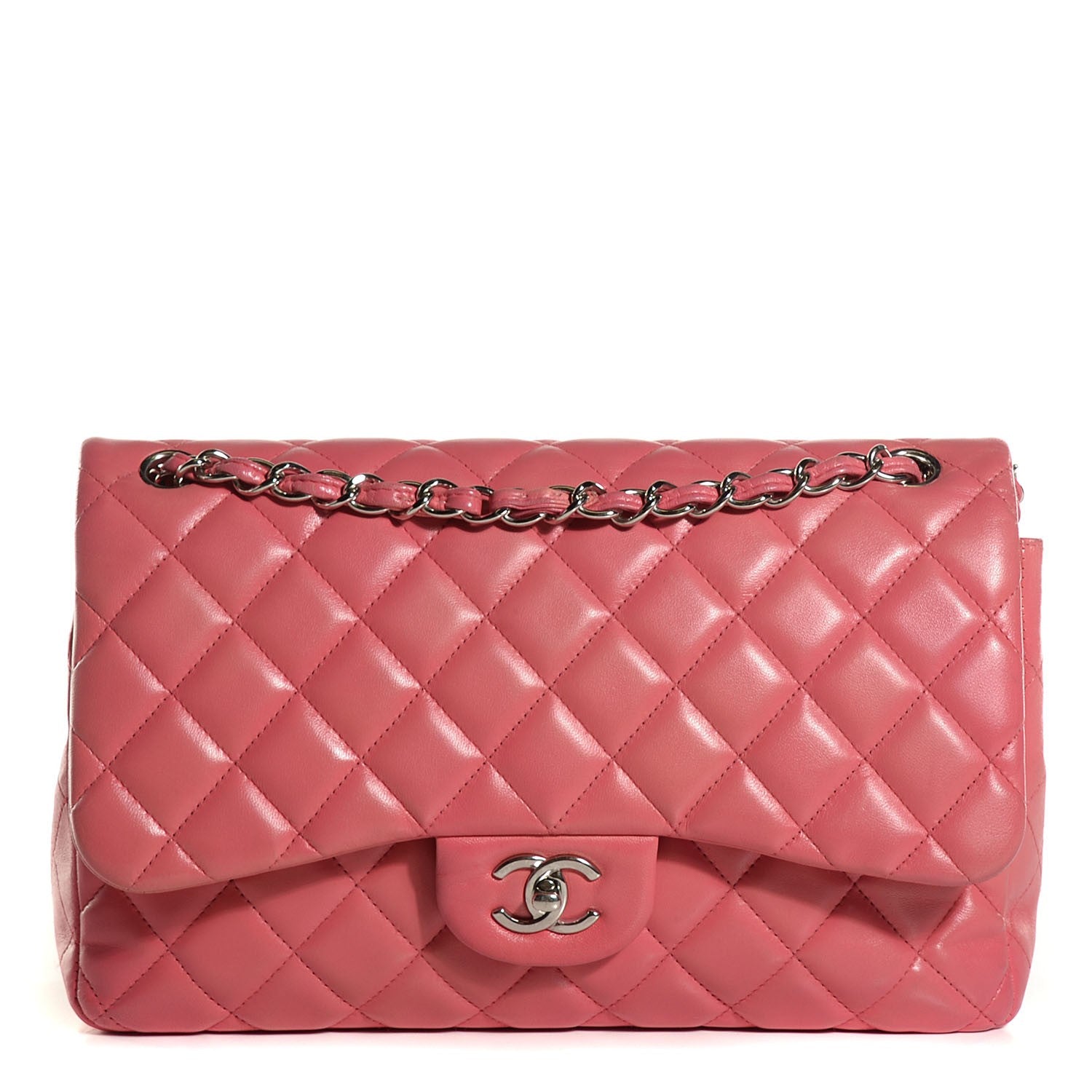 Chanel Lambskin Quilted Jumbo Double Flap Dark Pink 1 of 8