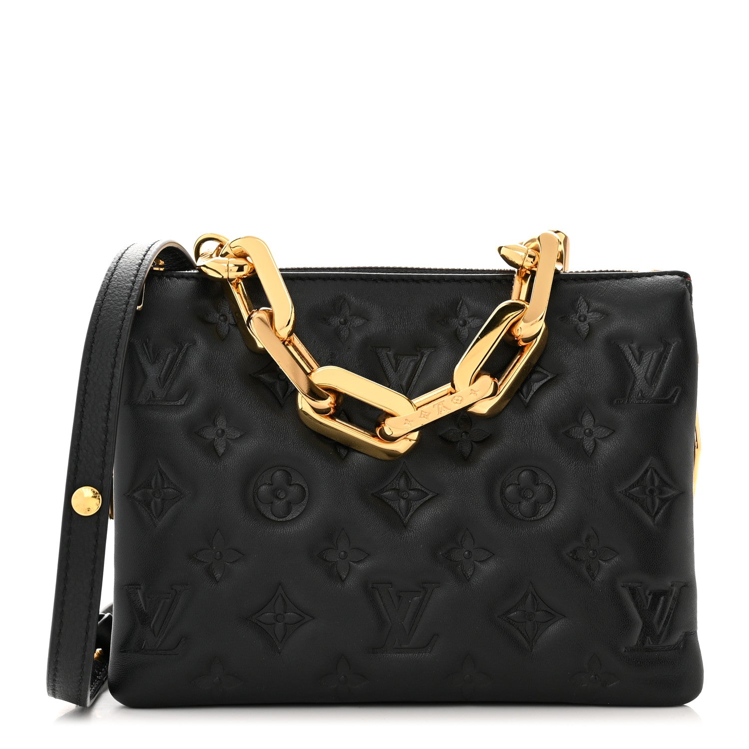 Louis Vuitton Lambskin Embossed Monogram Coussin BB Black 1 of 10