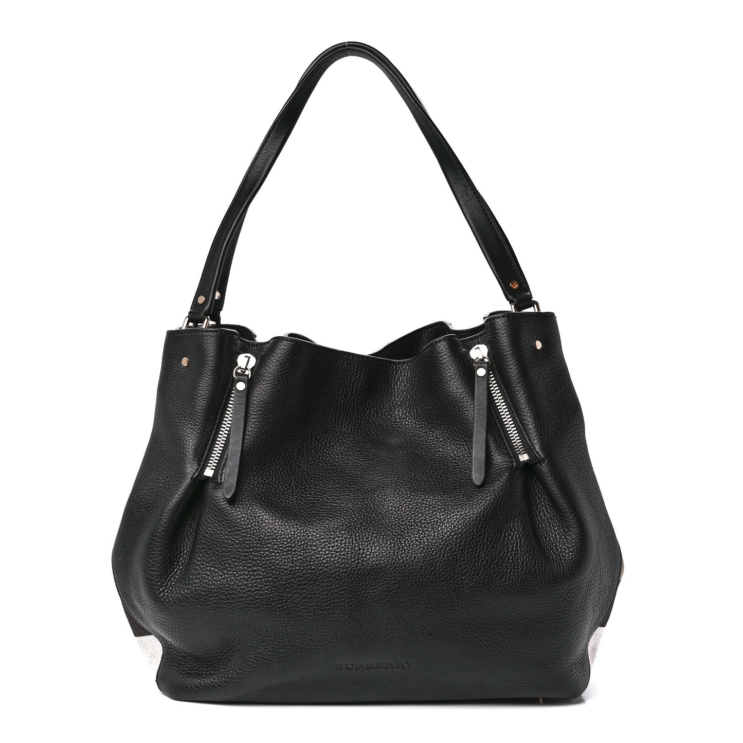 Grainy Calfskin House Check Medium Maidstone Black