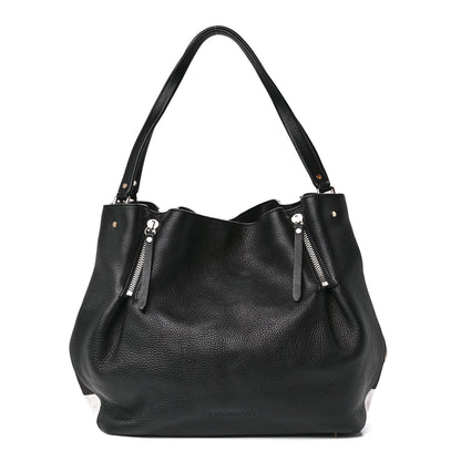 Burberry Grainy Calfskin House Check Medium Maidstone Black 1 of 13
