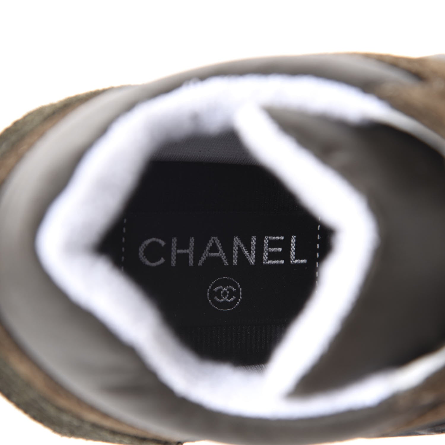 Chanel Fabric Calfskin Suede CC Womens Sneakers 36 Dark Green 7 of 9