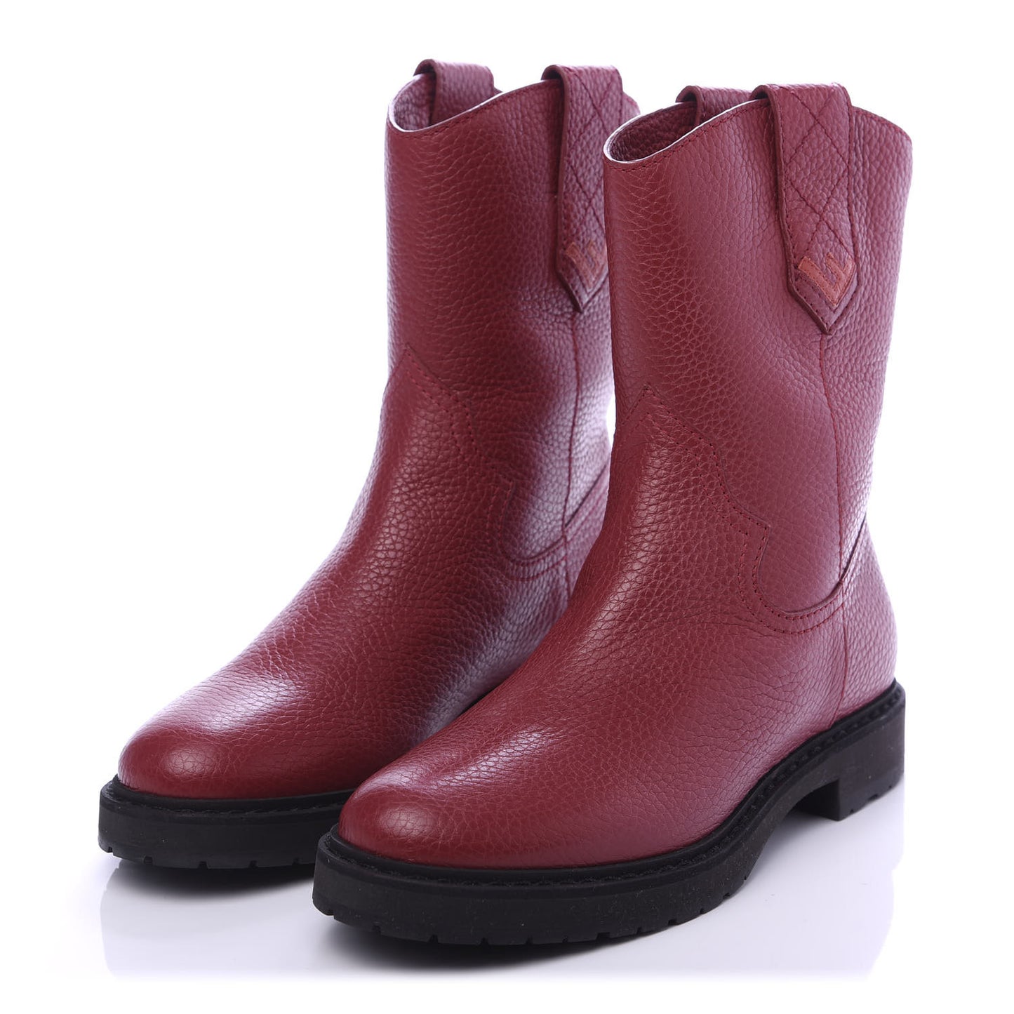 Grained Calfskin Ankle Boots 38.5 Red