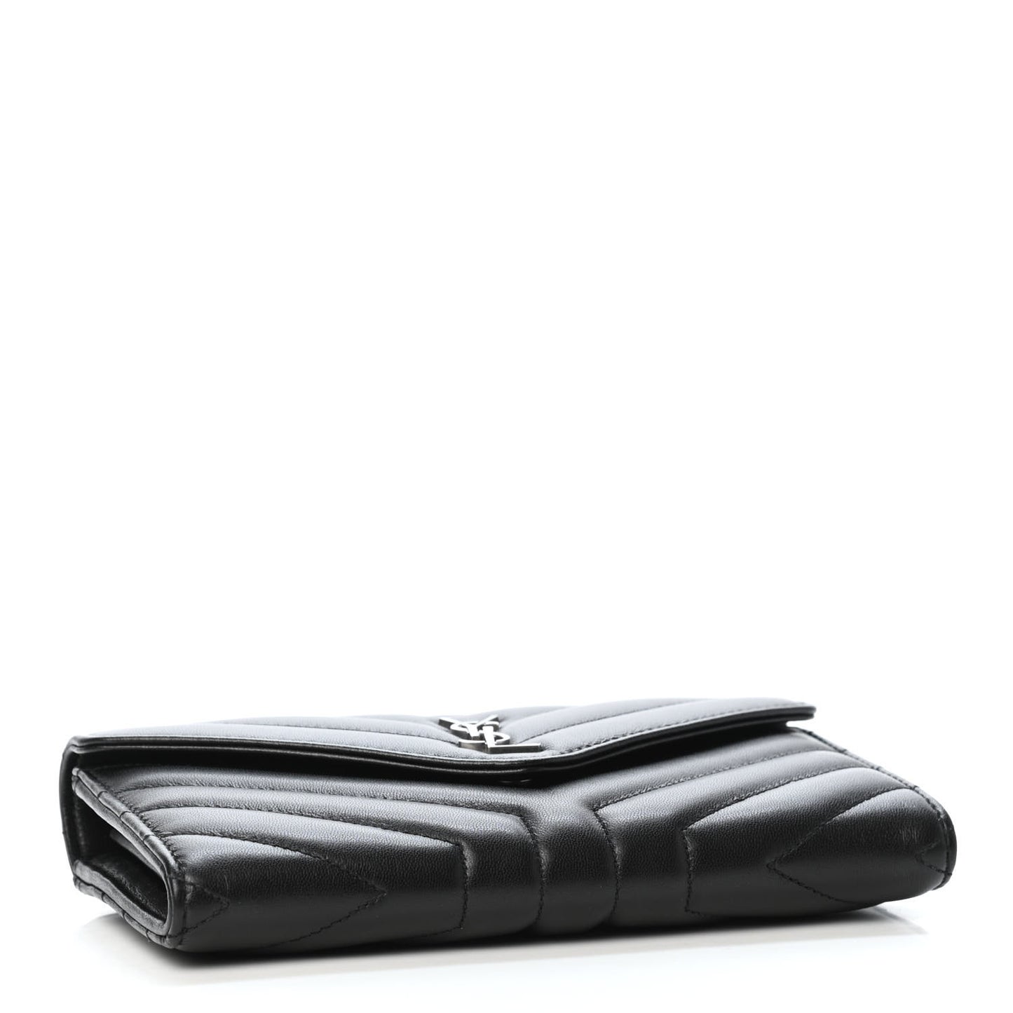 Lambskin Y Quilted Monogram Large Loulou Flap Wallet Black