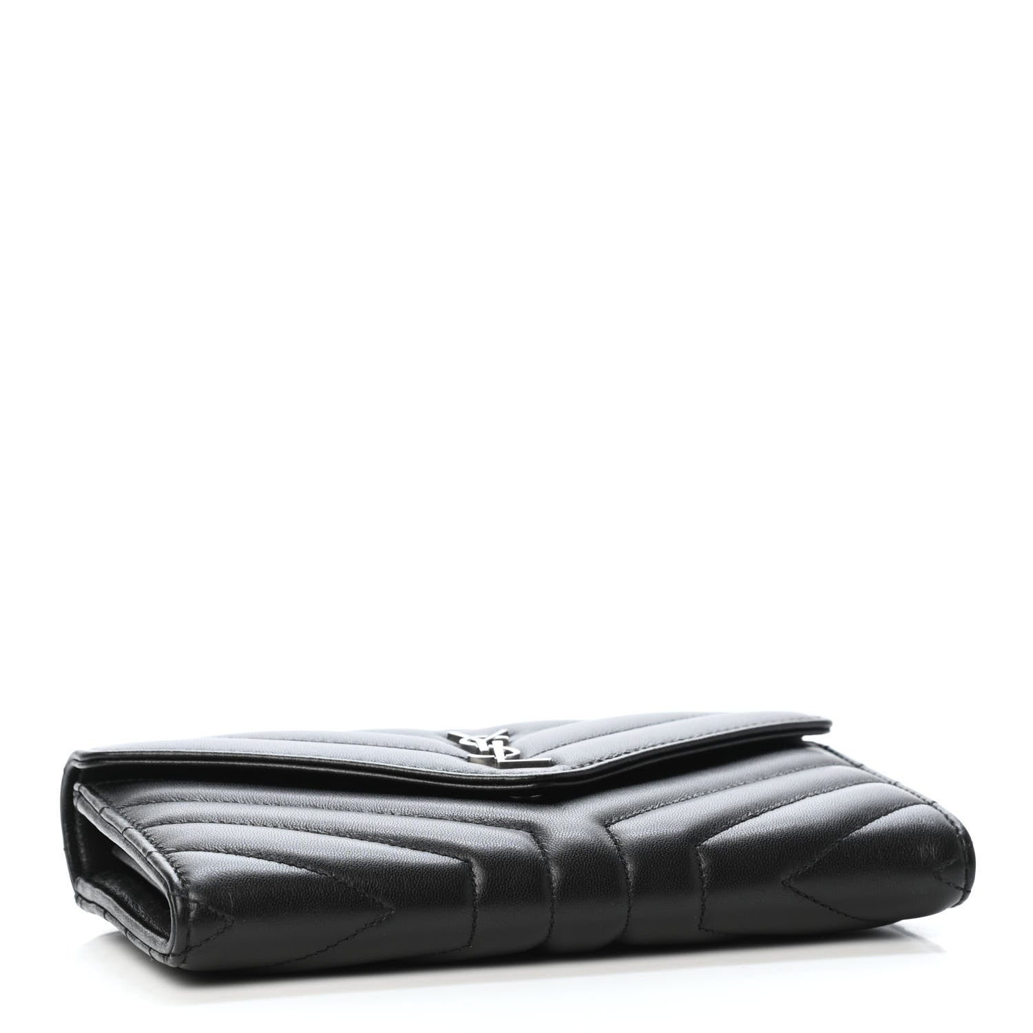 Saint Laurent Lambskin Y Quilted Monogram Large Loulou Flap Wallet Black 3 of 4