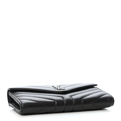 Saint Laurent Lambskin Y Quilted Monogram Large Loulou Flap Wallet Black 3 of 4