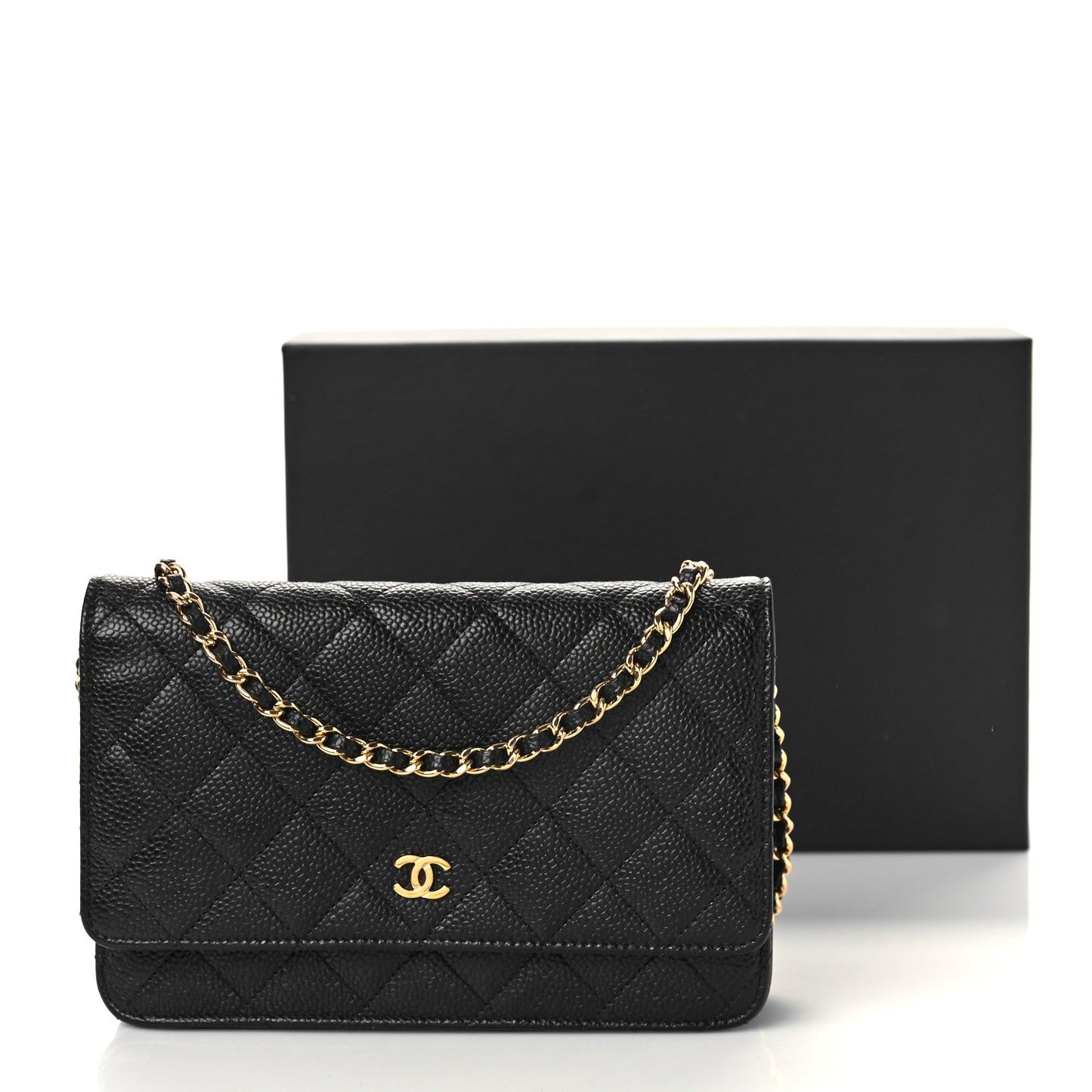 Caviar Quilted Wallet On Chain WOC Black