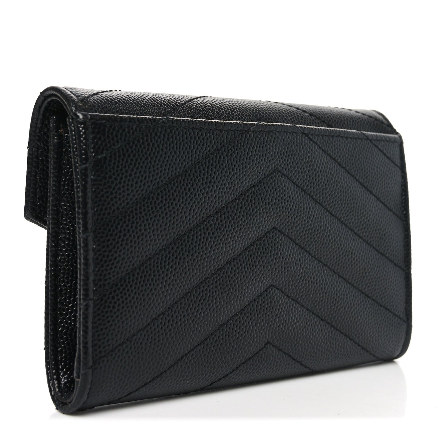 Grain De Poudre Matelasse Chevron Small Monogram Envelope Wallet Black