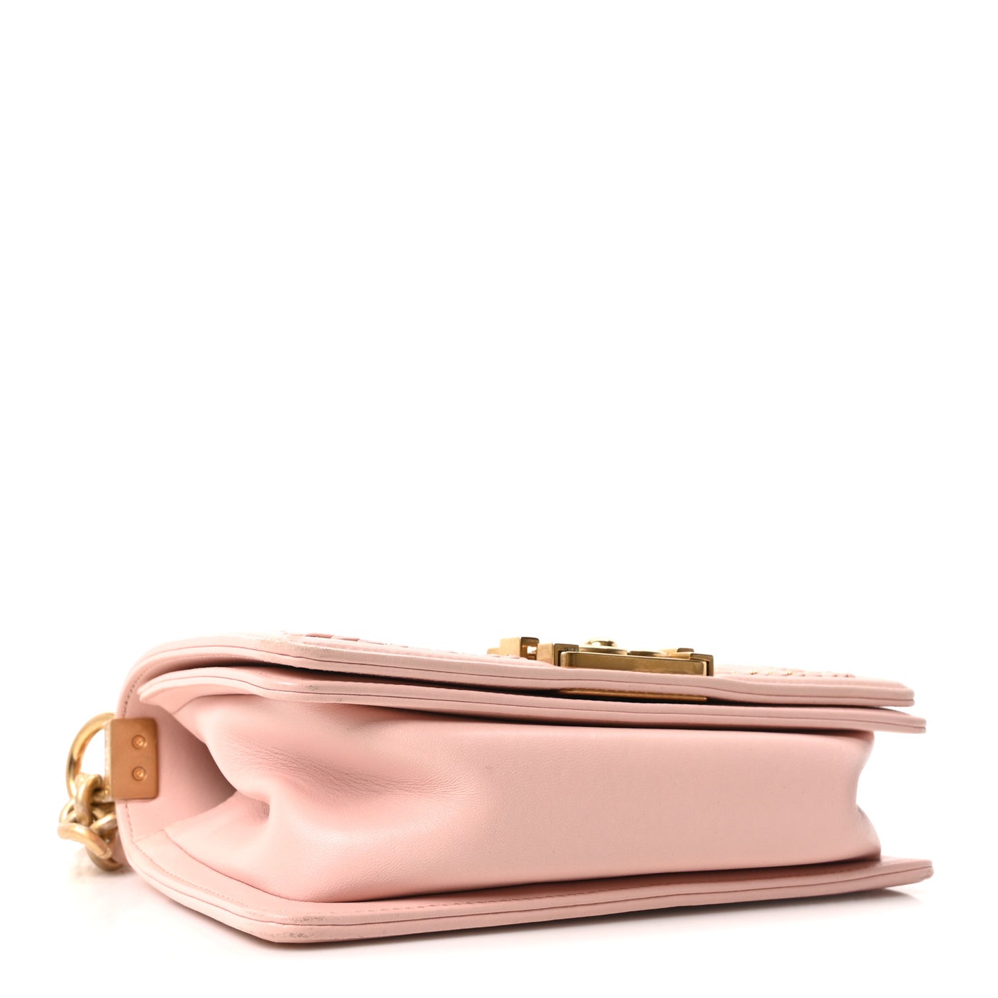 Lambskin Quilted Small Chain Around Boy Flap Pink