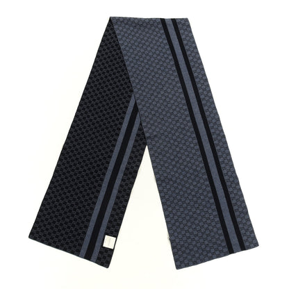 Gucci Wool Tricot GG Monogram Web New Lunicart Scarf Nile Blue 2 of 4