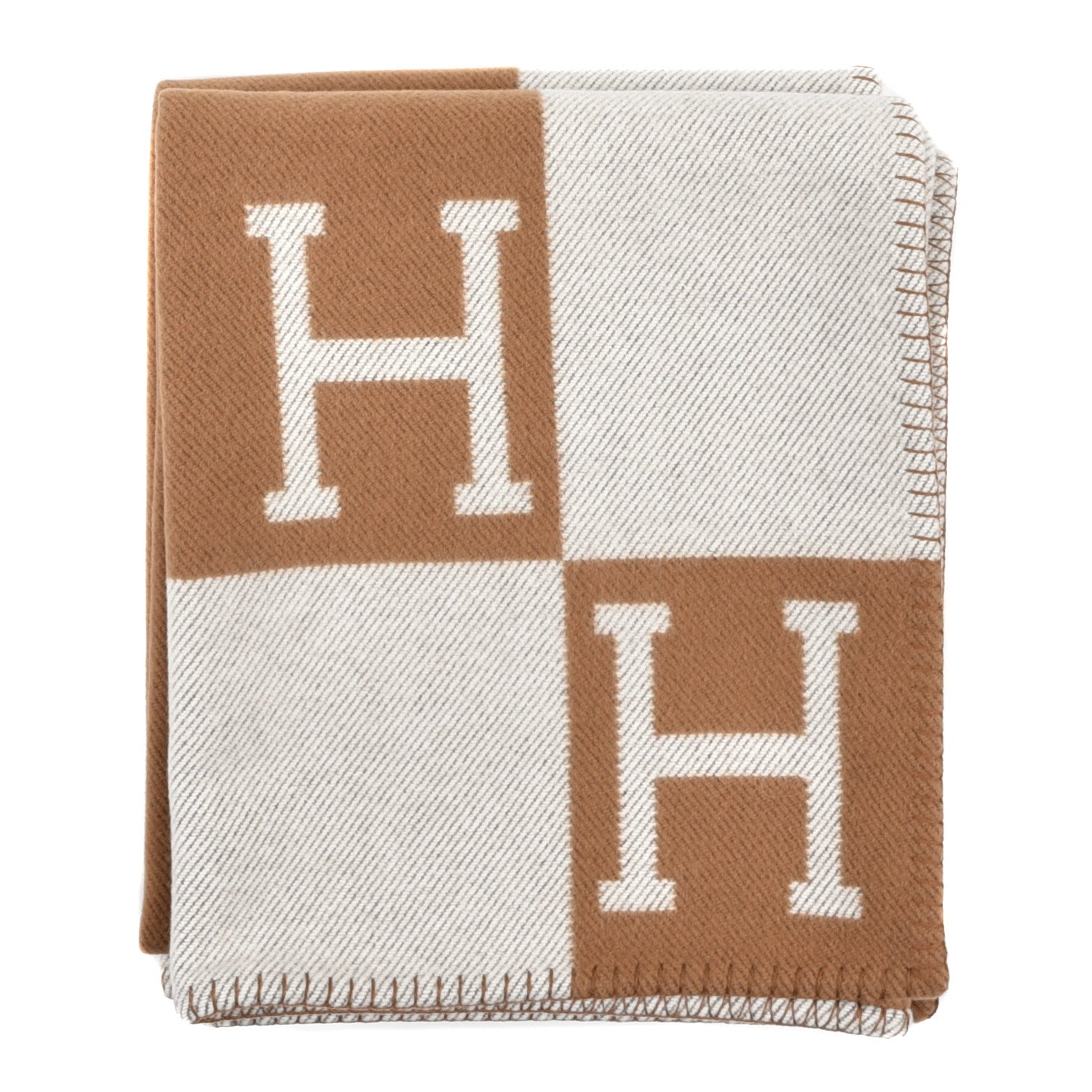 Hermes Wool Cashmere Avalon Blanket Ecru Camel 1 of 3