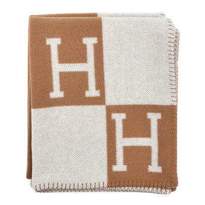 Hermes Wool Cashmere Avalon Blanket Ecru Camel 1 of 3