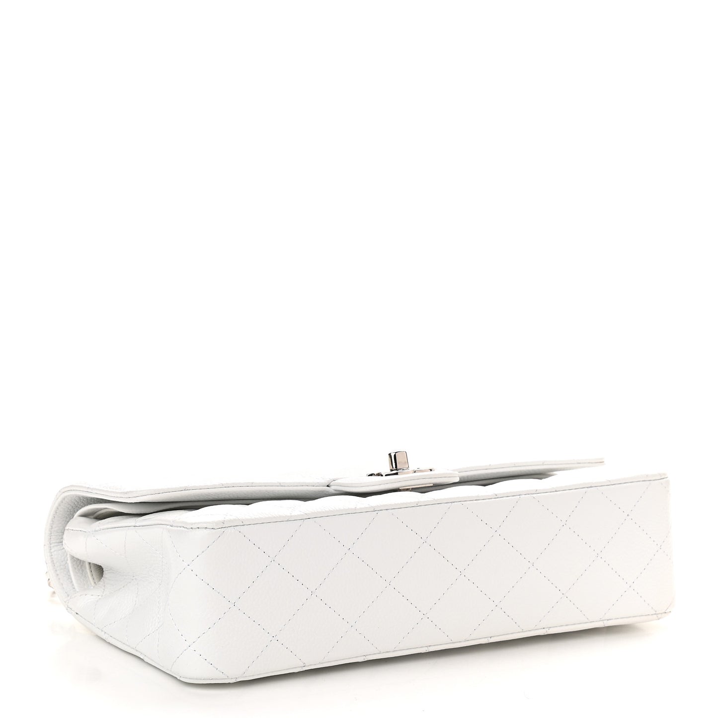 Caviar Quilted Medium Double Flap White