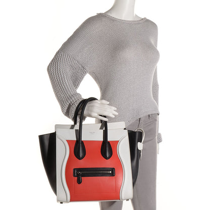 Celine Smooth Calfskin Mini Tri-Color Luggage Vermillion 2 of 8