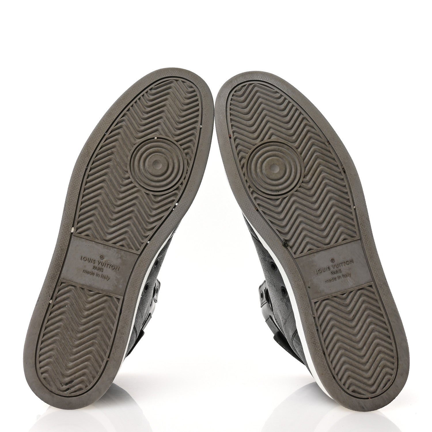 Louis Vuitton Calfskin Monogram Eclipse Mens Rivoli High Top Sneakers 10 Black Grey 6 of 8