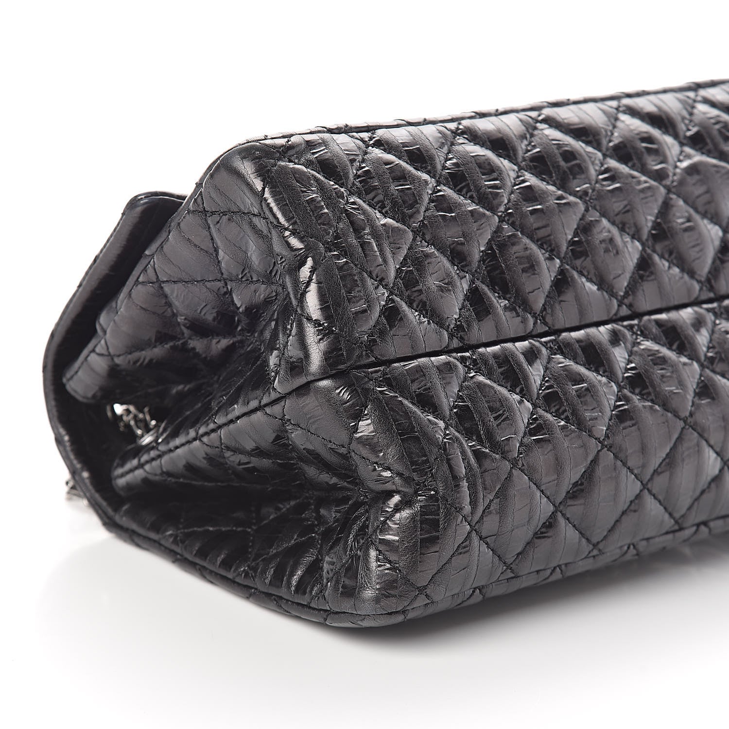 Chanel Metallic Aged Calfskin Striped Accordion Reissue 2.55 Flap Black 9 of 10