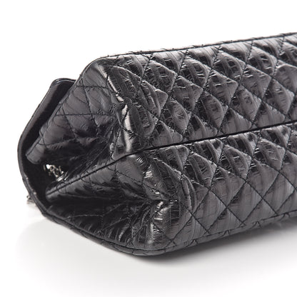 Chanel Metallic Aged Calfskin Striped Accordion Reissue 2.55 Flap Black 9 of 10