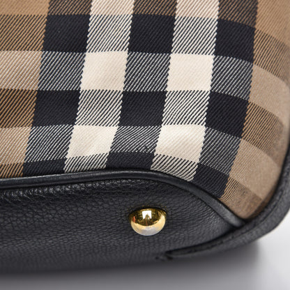 Burberry Grainy Calfskin House Check Medium Sycamore Hobo Black 11 of 14