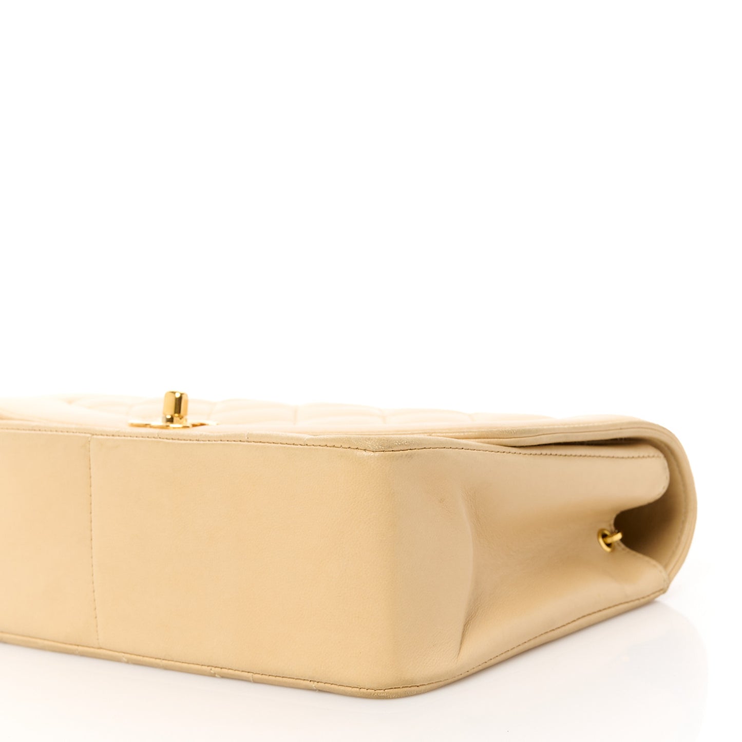 Lambskin Quilted Medium Single Flap Beige