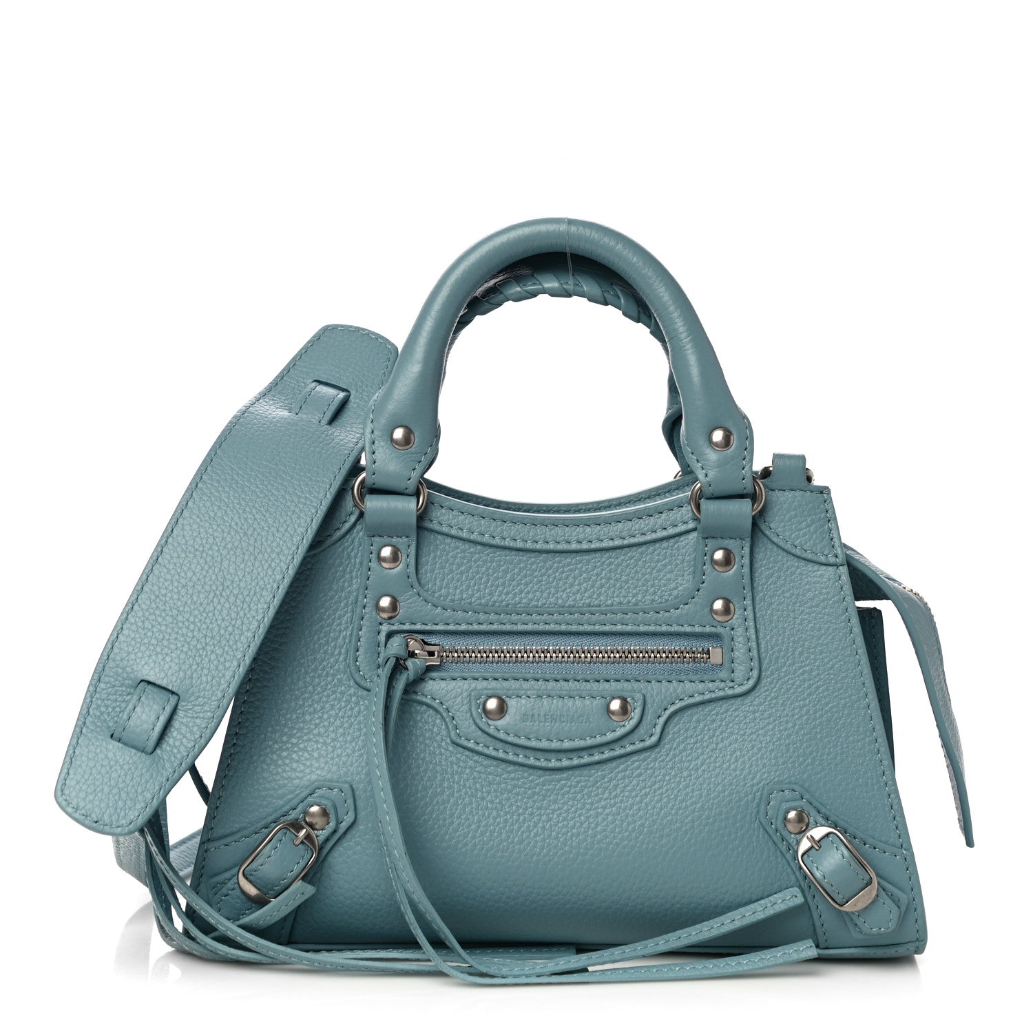 Balenciaga Grained Calfskin Neo Classic Silver Hardware Mini City Blue Grey 1 of 10