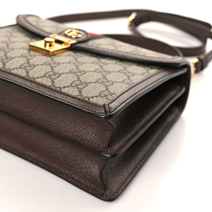Gucci GG Supreme Monogram Textured Dollar Calfskin Web Small Ophidia Padlock Top Handle Bag Beige Ebony New Acero 9 of 9