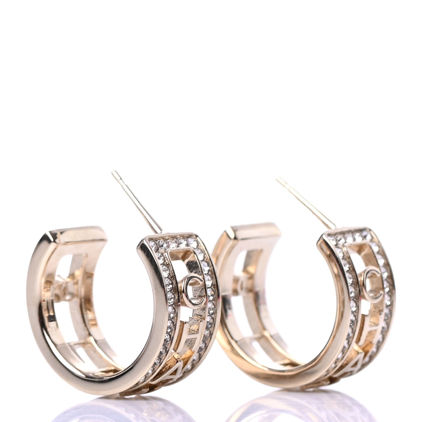 Metal Crystal Bow-tiful CC Hoop Earrings Gold