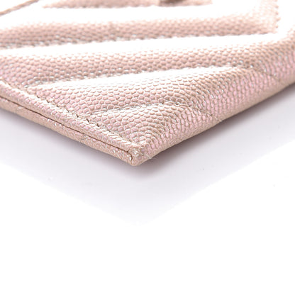 Chanel Metallic Caviar Chevron Quilted Card Holder Light Gold 9 of 13
