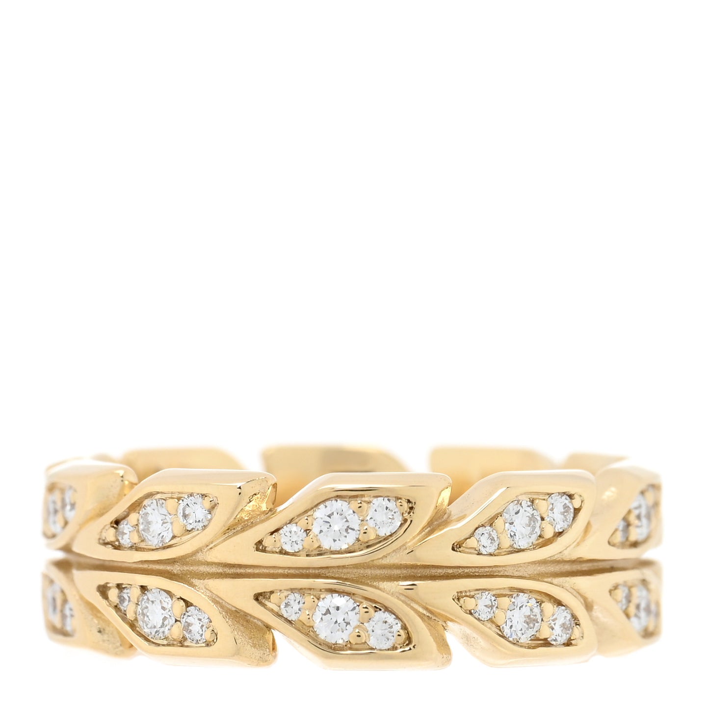 18K Yellow Gold Diamond Victoria Vine Band Ring 52 6