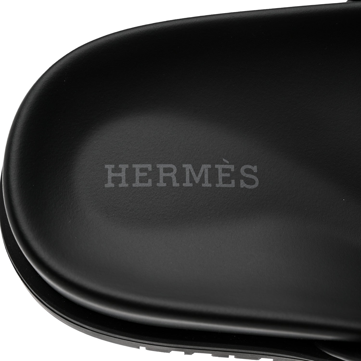 Hermes Calfskin Womens Chypre Sandals 36.5 Black 7 of 9