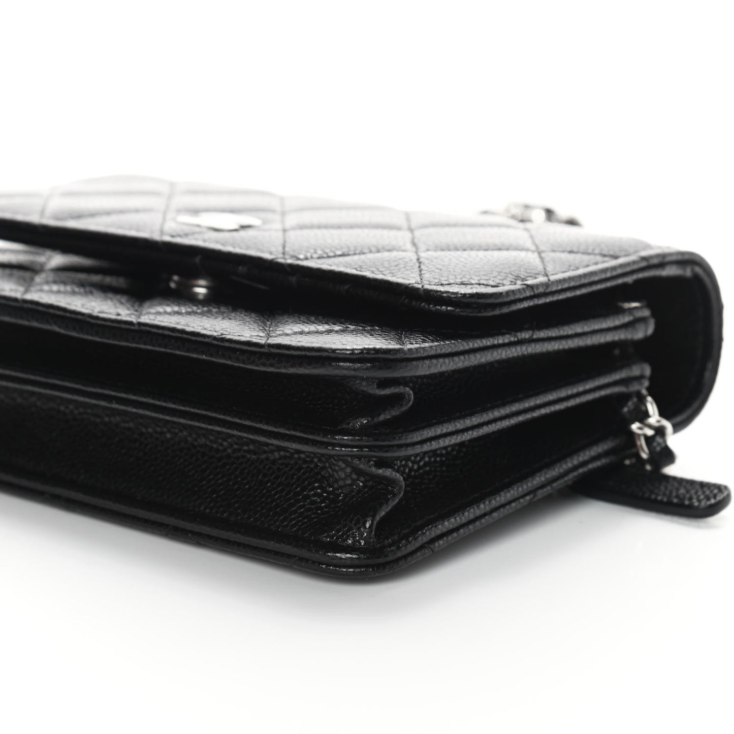 Caviar Quilted Mini Wallet On Chain WOC Black