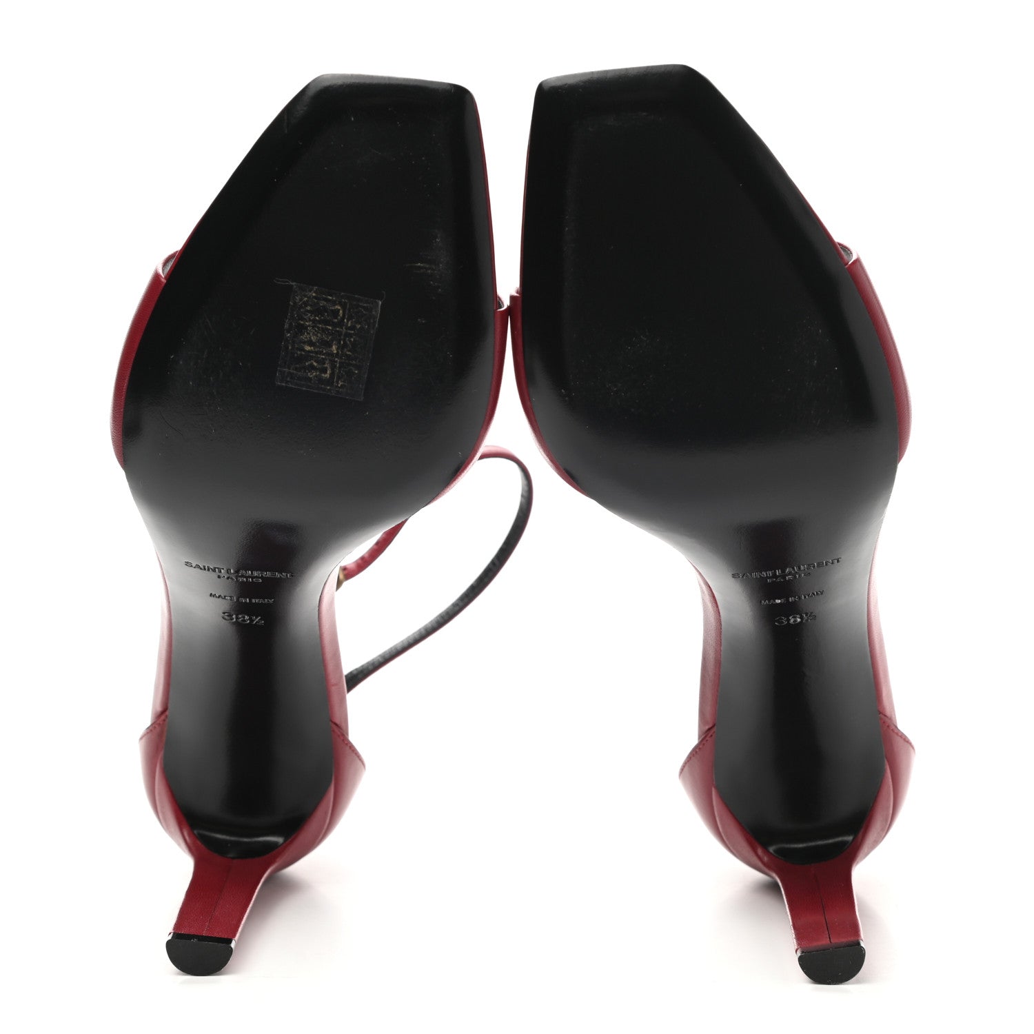 Saint Laurent Smooth Calfskin Bea 90 Ankle Strap Sandals 38.5 Opyum Red 5 of 9