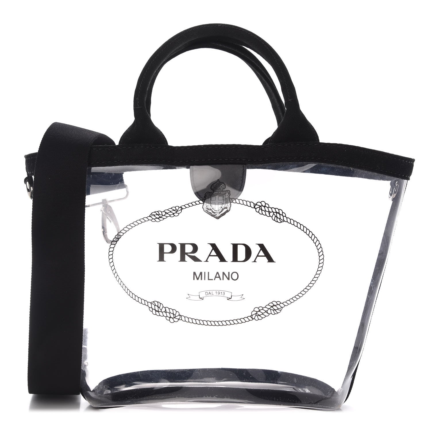 Prada Plexiglass Canapa Small Shopper Tote Black 3 of 9