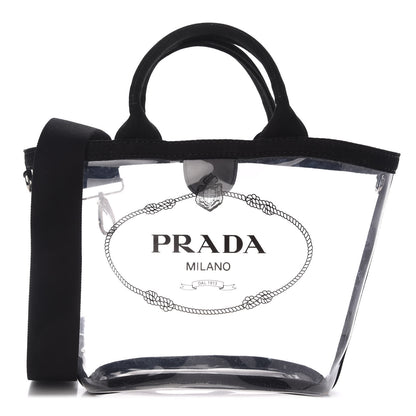 Prada Plexiglass Canapa Small Shopper Tote Black 3 of 9