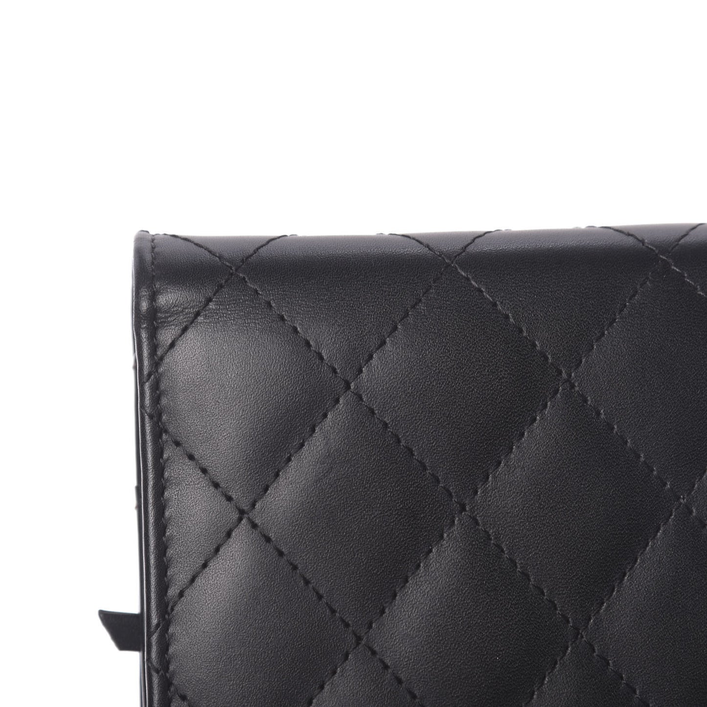 Calfskin Quilted Cambon Wallet On Chain WOC Black