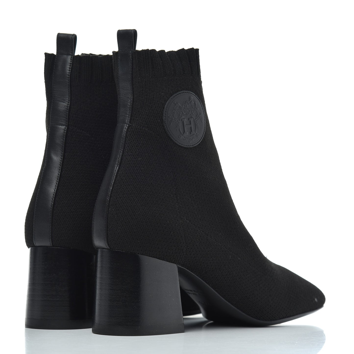 Knit Calfskin Volver Ankle Boots 37.5 Black