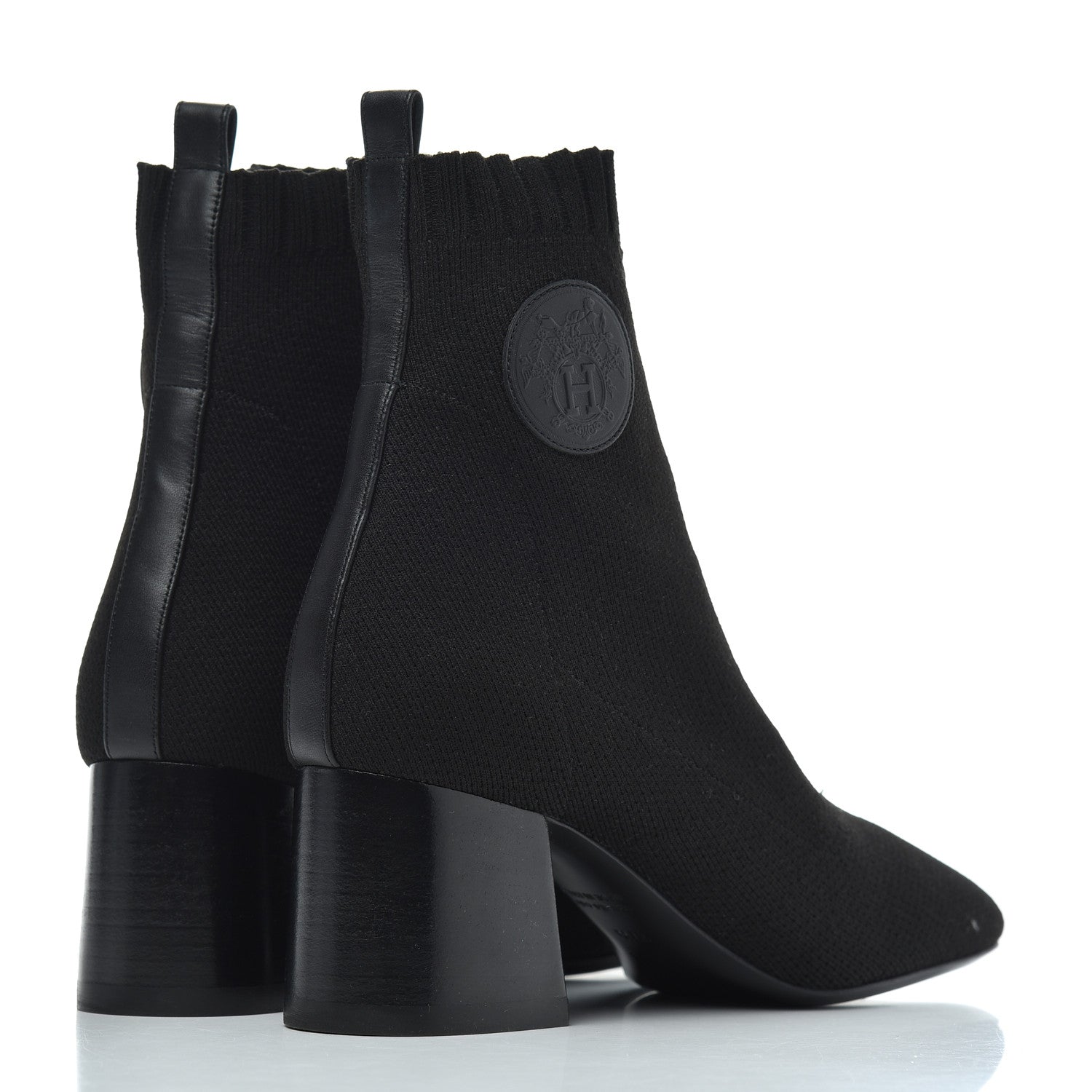 Hermes Knit Calfskin Volver Ankle Boots 37.5 Black 4 of 8