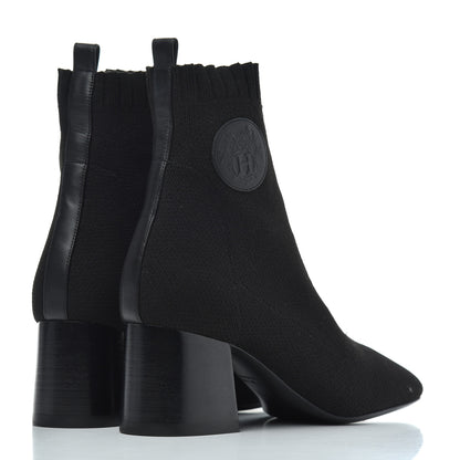Hermes Knit Calfskin Volver Ankle Boots 37.5 Black 4 of 8