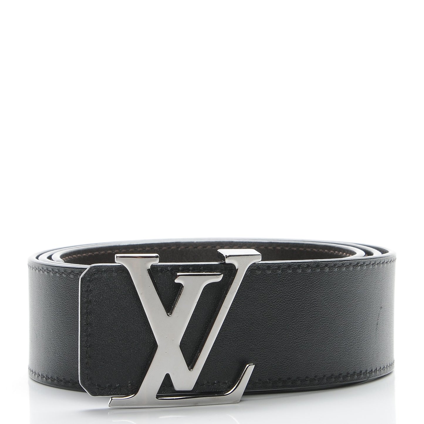 Calfskin 40mm LV Initiales Reversible Belt 85 34 Dark Brown Black