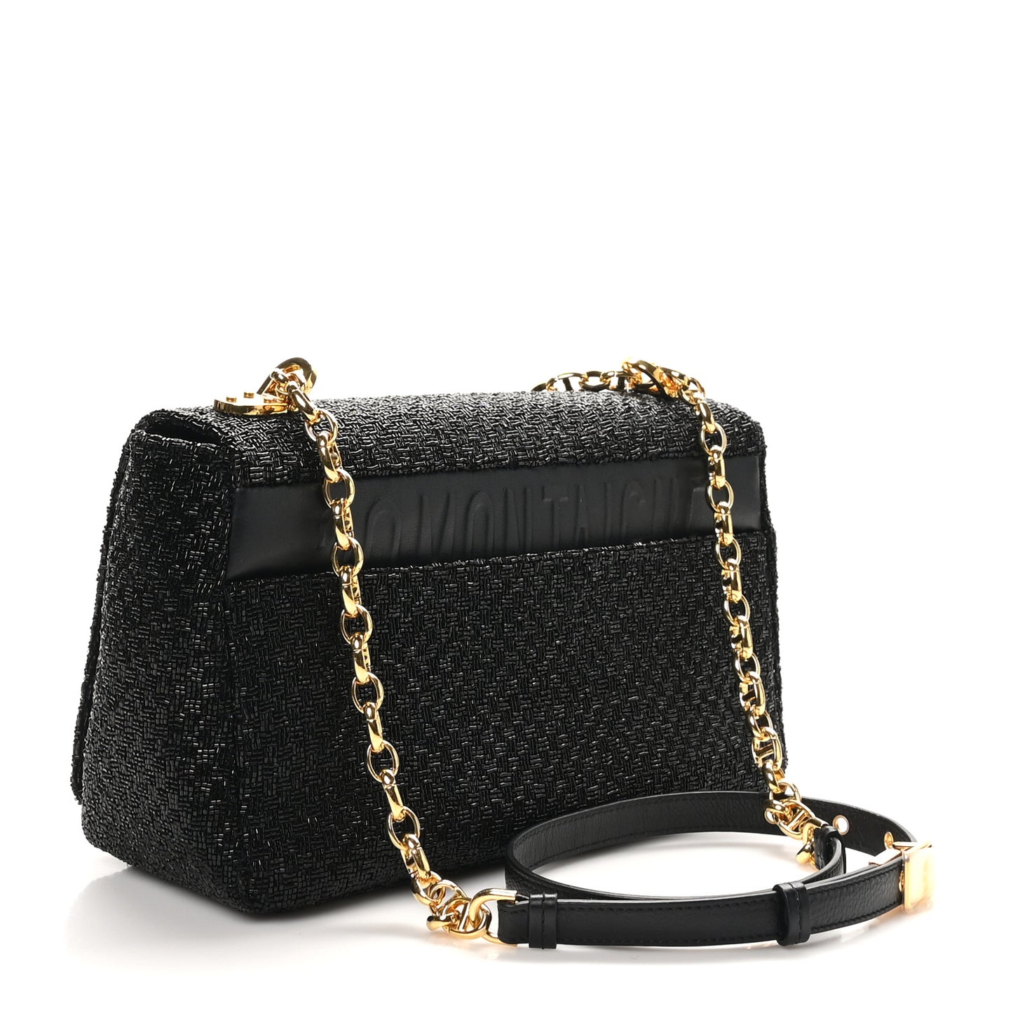 Beaded Checkered Medium Caro Bag Black