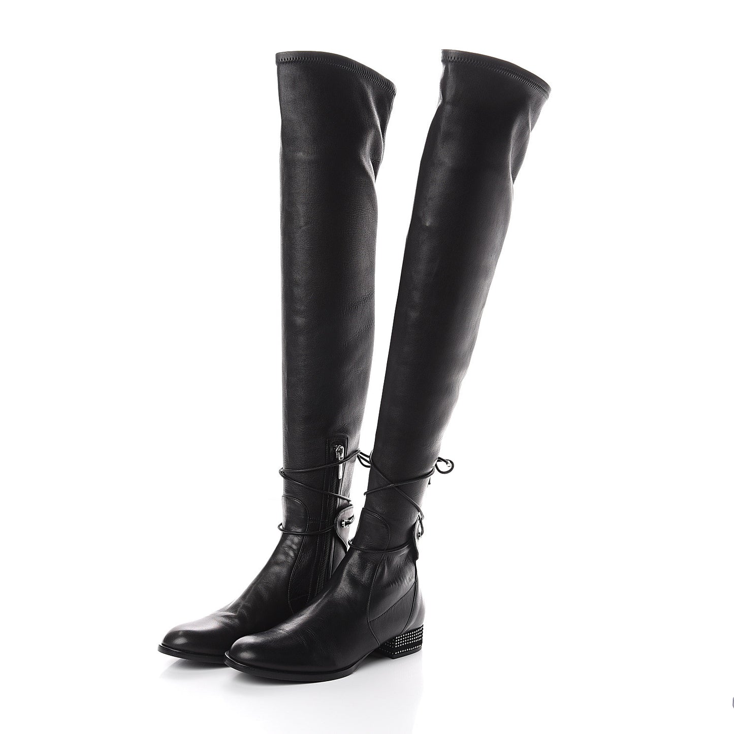 Nappa Studded Stellar Over The Knee Boots 36 Black