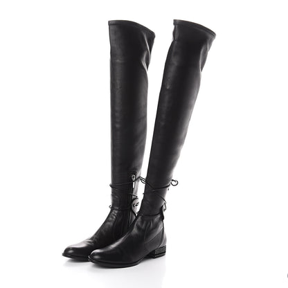 Christian Dior Nappa Studded Stellar Over The Knee Boots 36 Black 3 of 6