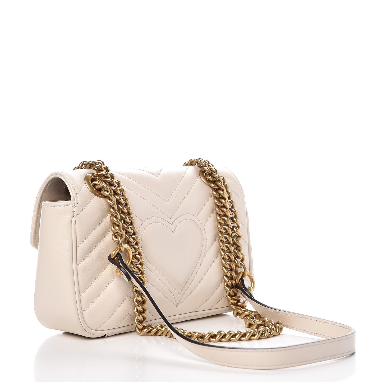 Calfskin Matelasse Mini GG Marmont Shoulder Bag White