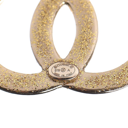 Chanel Crystal Glitter Quilted CC Earrings Light Gold 4 of 5
