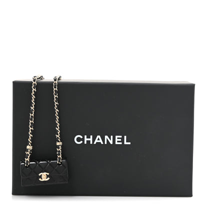 Chanel Metal Resin Calfskin Quilted CC Turnlock Chain Bag Necklace Gold Black 5 of 5