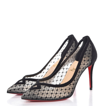 Christian Louboutin Dentelle Resille Veau Velours Neoalto 85 Pumps 36.5 Black 3 of 9